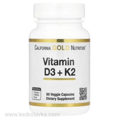 Витамин D-3 + K2, 5000 мe, 60 капс., iHerb